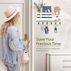 FifthQuarter Key Holder Wall Mount: Key and Mail Holder for Wall with 6 Hooks and Storage Drawer, Easy Installation Key Rack 