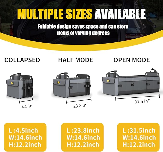 MIKKUPPA Car Trunk Organizer with Cooler - 100L Large Car Organizer, 1680D Oxford Collapsible Suv Trunk Storage with 2