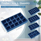 Junkin 12 Pcs Jewelry Tray Velvet Stackable Jewelry Organizer Trays Divided Earring Accessories Storage Containers Box (Rose 