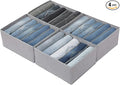 Qozary Pants Jeans Organizer for Closet, 4 Pack Drawer Organizers for Clothing, 5 Grids Wardrobe Clothes Storage for Deep Dra