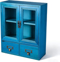 Rustic Vintage Mini Wood Counter Top Cabinet,Display Case with Organic Glass Door,Wall Storage Cabinet, that Sits on Countert