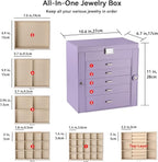 Frebeauty Large Jewelry Box,6-Tier PU Leather Jewelry Organizer,Multi-functional Storage Case with Mirror,Accessories Holder 