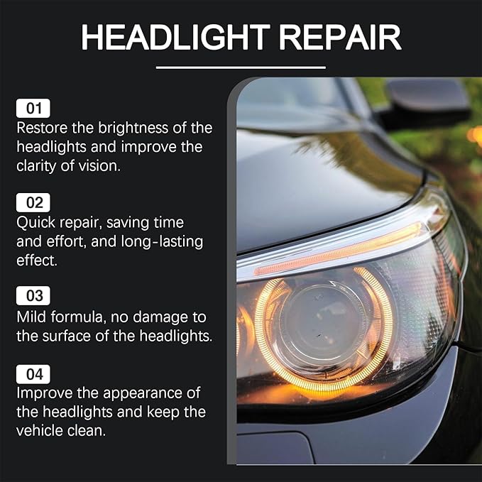 JoanofArc Automotive Headlamp Restoration Fluid, Headlight Restoration Coating Spray, Headlight Restoration for Foggy Yellowing Oxidation, Multifunctional Headlight Cleaner for Automotive Repair