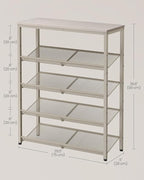 VASAGLE Shoe Rack for Entryway, 5-Tier Shoe Rack Organizer with Storage Shelves and Spacious Top, Freestanding, Adjustable, I