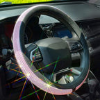New Diamond Leather Steering Wheel Cover with Bling Bling Crystal Rhinestones, Universal Fit 15 Inch Car Wheel Protector for 
