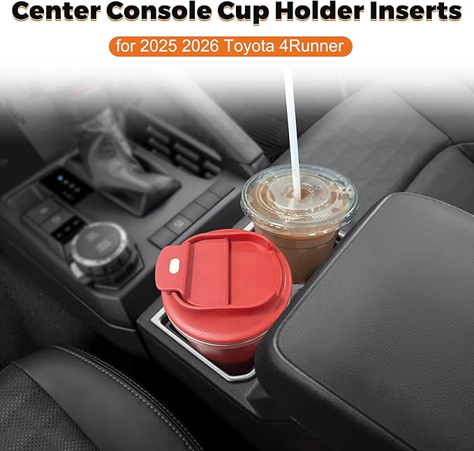 Cup Holder Inserts for 2025 2026 Toyota 4Runner Accessories, Non-Slip TPE Center Console Cup Holder Protector to Prevent Spills & Scratches for 4Runner Interior Accessories