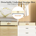 Yecaye Beige Under Bed Storage and Grey Under Bed Storage with Wheels