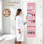 SpaceWhisper Over the Door Organizer, 6 Large Pocket Hanging Storage Organizer with 40lb Capacity, Space Saving for Nursery, 
