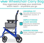 Vive Wheelchair Carry Bag - Arm Rest Pouch for Rollator, Walkers, Power Wheel Chairs and Knee Scooters - Side Storage Organiz