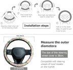 Retro Pink and Purple Flowers Steering Wheel Cover Auto Jacquard Steering Wheel Protector, Anti-Slip, Breathable, Absorbing Sweat, Universal Car Accessories 14.5–15 inch,Fit for Most Car, Trucks, SUV