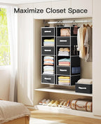 Pipishell Hanging Closet Organizer 6-Shelf, Hanging Shelves for Closet with 3 Removable Drawers & Side Pockets for Bedroom, G