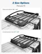 JOYTUTUS Rust-Resistant Aluminum Roof Cargo Basket, 64" x 40" x 8", Lightweight Roof Rack Cargo Carrier, Universal Roof Basket, 150 lbs Load Capacity, Fits SUVs, Trucks, and Cars, Black