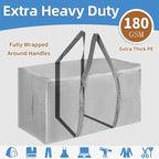 8 Pack-Extra Large Heavy Duty Moving Bags - Waterproof Storage Totes with Handles & Zippers, Foldable for College Dorm, Stora