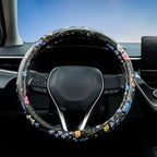 Multicolor Wildflower Steering Wheel Cover Auto Jacquard Steering Wheel Protector, Anti-Slip, Breathable, Absorbing Sweat, Un