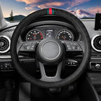 5PCS Steering Wheel Cover, with 2 Headrests, 2 Seat Belt Covers - Universal Fit for 14.5-15" Steering Wheel, Enhances Driving Experience - Perfect for Women (Black)