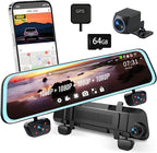 Mirror Dash Cam, 4 Channel Dash Cam Front and Rear/Inside, Touch Screen 12’’ FHD 1080Px4 Rear View Mirror Camera, 8 IR Night 