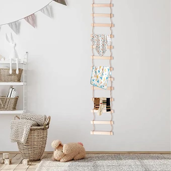 Wooden Rope Ladder Wall Hang, 1 Piece 7.87x59in Wooden Branch Ladder Climbing Plants Trellis Hanging Ornaments Ladder for Hom