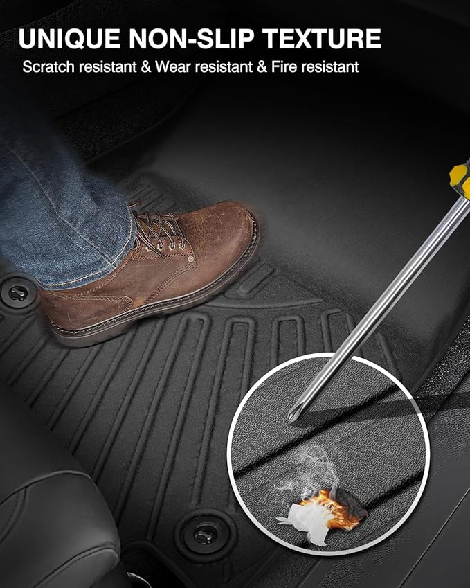 Powerty Floor Mats for 2023 2024 2025 Mercedes Benz GLC?GLC 300?GLC 350e?4Matic Accessories All Weather Floor Liner 3D TPE 1st & 2nd Row Floor Mat Heavy-Duty Floor Liners