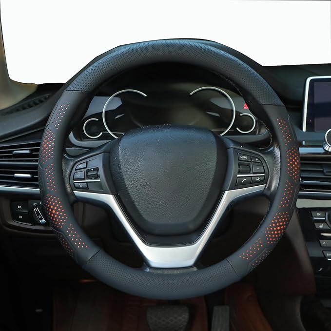 Leather Steering Wheel Cover for Chevy Silverado 1500 2500 3500, for GMC Sierra 1500 2500 3500, for Toyota RAV4 Corolla Camry
