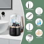 Toothbrush Holders for Bathrooms,Rotating 5-Slot with Cover and Draining Water,Kids Electric Toothbrush Holder and Toothpaste