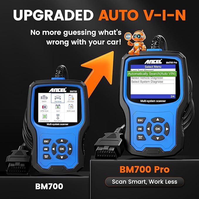 ANCEL BM700 PRO Fit for BMW Scanner - Battery Registration Tool, Code Reader for BMW/Mini/RR, Advanced OBD2 Scanner Auto V-I-N,