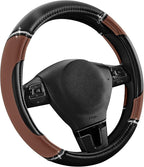 Road Comforts Leather Steering Wheel Cover - Made with PVC Leather - Anti-Slip Steering Wheel Cover Universal Fit Most 14 1/2