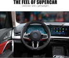 3 Piece Carbon Fiber Steering Wheel Cover,Car Steering Wheel Protector with Non-Slip Lining,Breathable Microfiber Universal for 14.5-15 inch,Black