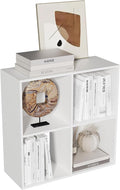 Cube Storage Organizer,Wood Organizer with Open Back,2 Tier Bookcase,Open Bookshelf for Home Office Living Room (White, 4-Cub