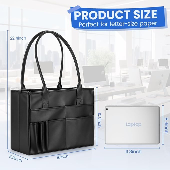 File Tote Bag, Portable File Organizer Box Hanging Filing Box Desktop File Folder Document Storage Organizer with Pockets and