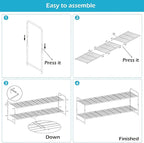 KEETDY 2-Tier Long Shoe Rack for Closet Entryway Shoe Organizer for 18 Pairs Sneakers, Metal Stackable Shoe Storage Shelf wit