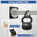Black Metal Shower Rod Holders (2 Pack), Heavy Duty Adhesive & Screw Mount Shower Curtain Rod Brackets, No Drilling, Rustproo