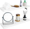 BGMG Wood Floating Shelves for Wall 30 inch Set of 2,White Floating Shelves,Solid Wood Wall Mount Shelves for Bathroom Living