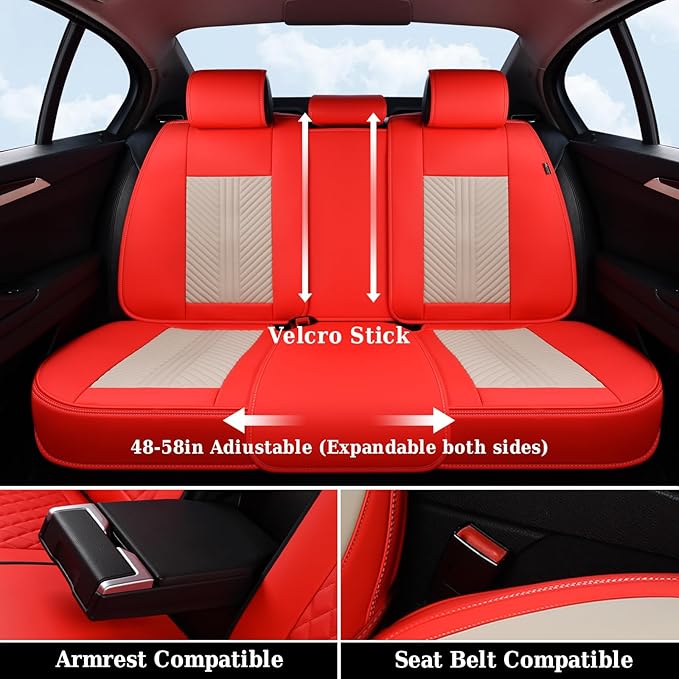 Coverado Leather Car Seat Covers Full Set, 5 Seats Seat Covers for Cars, Waterproof Car Seat Cushions, Front and Rear Seat Pr