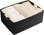 Fabric Storage Bin Box Foldable Cotton Linen Storage Basket with Wooden Handles Rectangular Cube Decorative Home Laundry Orga