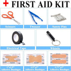 AUTODECO Car Emergency Roadside Kit with Scissor Jack, Air Compressor, Jumper Cables, Car Safety Kit, Air Wedge Bag Pump