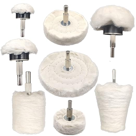 8 pcs Buffing Wheel for Drill,Buffing Pad Polishing Wheel Kits,Wheel Shaped Polishing Tool for Metal Aluminum,Stainless Steel,Chrome,Jewelry,Wood,Plastic,Ceramic,Glass,etc