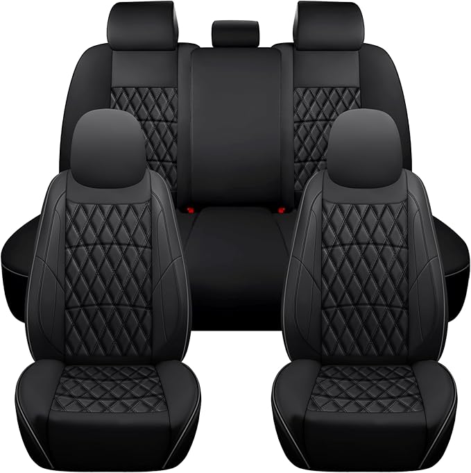 NS YOLO Leather Car Seat Covers,Universal Fit for Most Cars,SUVs and Sedans,Waterproof Luxury Leatherette Cushions, 5 Seats P