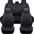 NS YOLO Leather Car Seat Covers,Universal Fit for Most Cars,SUVs and Sedans,Waterproof Luxury Leatherette Cushions, 5 Seats P