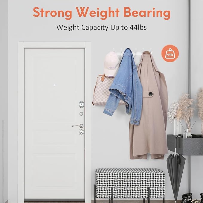 Optish Coat Rack Wall Mount, Coat Hook Wall Mount, Wall Hooks for Hanging, Hat Rack for Walls, Coats Hanger with 12 Hook, Tow