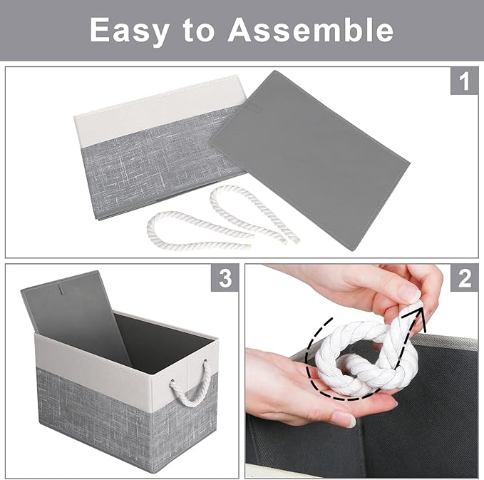 Fab totes Storage Bins [3-Pack], Foldable Storage Baskets for Organizing Toys, Books, Shelves, Closet, Large Storage Box with