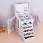 Kendal Jewelry Box, 6-Layer Jewelry Storage Organizer for Necklace Bracelet Rings Watch, 10.2"x8.2"x6" Classic PU Leather 5 D