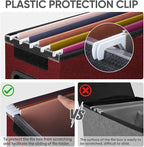 BALEINE File Organizer Box with Lid, Collapsible File Folder Organizer with Plastic Slide, Hanging File Folder Box for Office