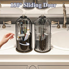 Dustproof Toothbrush Holders with Cover, Rotating Electric Toothbrush and Toothpaste Holder for Bathroom Countertop, 3 Slots 