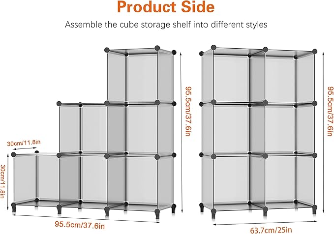 HOMIDEC 6 Light Grey Cube Storage Organizer, Modular Storage Shelf with Hammer, Cube Storage Bin Cabinet Closet Bookshelf for