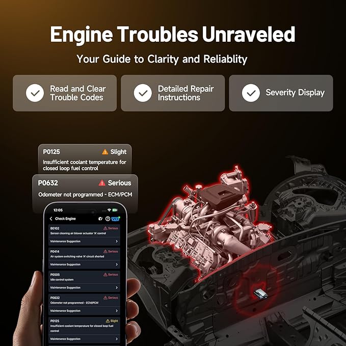 TOPDON Carpal OBD2 Scanner Bluetooth - Scanner for Car, AI-Assisted All System Diagnostic Tool for iOS & Android, Vehicle