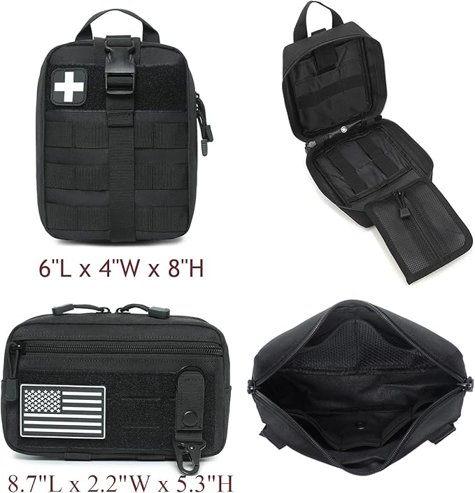 6 Pack Tactical Molle Car Seat Back Organizer - Tactical Vehicle Panel Organizer with 5 Detachable Molle Pouch,US Flag Patch