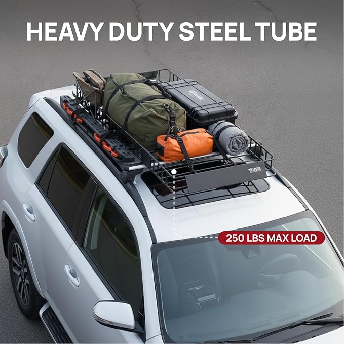 Bonnlo 250lbs Extendable Rooftop Cargo Carrier,84 * 39 * 5.5inch Universal Roof Rack Basket with Rubber Net,Storage Bag,Straps,for SUV/Truck/Van
