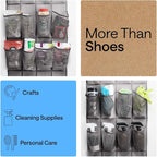 GORILLA GRIP Over the Door Shoe Organizer, 24 Large Breathable Mesh Pockets, Space Saving Hanging Storage Holder, Closet Rack