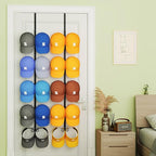 SWTYMIKI Over Door Hat Organizer - 2 Packs Metal Wall Mounted Hat Rack with 5-Tier Dual Hooks Design, Hanging Baseball Cap Or