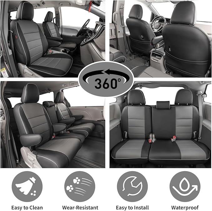 EKR Sienna Seat Covers for 2011-2020 Toyota Sienna LE,XLE, SE,XLE Premium 2nd Row 4/2/4 Split,8 Seats,Waterproof Car Seat Cov